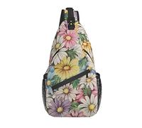 Borsa a tracolla a croce bianca con margherita colorata nera