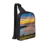 Borsa a tracolla a doppio strato, per uomo e donna | Borsa da uomo con stampa con foglie tropicali per viaggi, escursionismo, corsa, ciclismo
