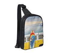 Borsa a tracolla a doppio strato, per uomo e donna | Borsa da uomo con stampa con foglie tropicali per viaggi, escursionismo, corsa, ciclismo