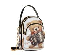 Borsa a tracolla a fisarmonica da donna, con catena staccabile, borsa a tracolla per telefono, Fisarmonica Orso, Taglia unica