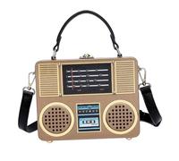 Borsa a tracolla a forma di radio, da donna, 19,5 x 7 x 14,5 cm, design retrò, per viaggi, shopping, lavoro all'aperto, Cachi, one-size