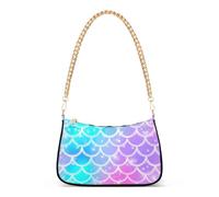Borsa a tracolla a forma di sirena, colore foglia di tè, viola, rosa, estetica, per donne, borse da sera, borsa a catena con cerniera
