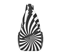 Borsa a tracolla a forma di sirena nera con design a spirale nera bianca, borsa a tracolla sul petto con imbracatura da uomo e da donna, utilizzata per il tempo libero e i viaggi