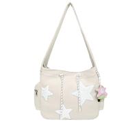 Borsa a tracolla a forma di stella - Borsa a tracolla Hobo Borsa a tracolla con motivo a stella, borsa a tracolla portatile a forma di stella, borsa per la spesa con grande capacità per Erwa, bianco