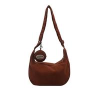 Borsa a tracolla a mezza luna da donna, leggera, in velluto a coste, con cinghia regolabile, per pendolarismo e viaggi casual, Marrone, One Size