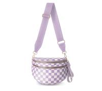 Borsa a tracolla a scacchi, in nylon, da donna, alla moda, a scacchiera, con tracolla, A scacchi viola chiaro, Moda
