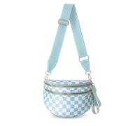 Borsa a tracolla a scacchi, in nylon, da donna, alla moda, a scacchiera, con tracolla, Blu ghiaccio a scacchi, Moda