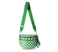 Borsa a tracolla a scacchi, in nylon, da donna, alla moda, a scacchiera, con tracolla, Kelly Green a scacchi, Moda