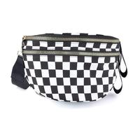 Borsa a tracolla a scacchi, marsupio da donna a tracolla, nero e bianco, design di grande capacità con tracolla regolabile su una spalla o a mano, Plaid bianco e nero.