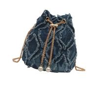 Borsa A Tracolla A Secchiello In Elegante Con Nappe Da Donna A Catena In Jeans Coulisse Borsa A Per L'uso Quotidiano Cartella In