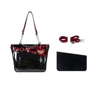 Borsa a tracolla a strato trasparente con borsa a tracolla in pelle PU con catena a cuore per la visualizzazione badge e adesivi strato visualizzazione degli stili