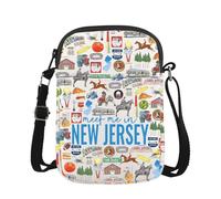 Borsa a tracolla a tema New Jersey East Coast Garden State Gift New Jersey Merch in movimento, Incontra New Jersey Cr Eu, 5.91 Inches ×8.27 Inches