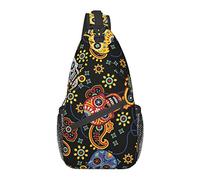Borsa a tracolla a tracolla Borsa a tracolla impermeabile antifurto Zaino casual per lo sport Palestra Yoga, per il giorno dei morti Teschi di zucchero Bandana Paisley
