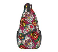 Borsa a tracolla a tracolla Borsa a tracolla impermeabile antifurto Zaino casual per palestra sportiva Yoga, per fiori di rose Day Of The Dead Teschi di zucchero