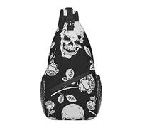 Borsa a tracolla a tracolla Borsa a tracolla impermeabile antifurto Zaino casual per sport Palestra Yoga, per fiori di rose Day Of The Dead Teschi di zucchero Nero
