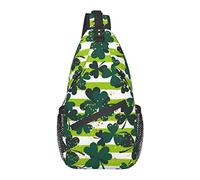 Borsa a tracolla a tracolla Borsa a tracolla impermeabile antifurto Zaino casual per sport Palestra Yoga, per trifoglio Foglia di Verde Strisce bianche