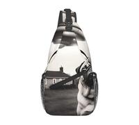 Borsa a tracolla a tracolla con carlino con motivo Ufo, da viaggio, escursionismo, per donne e uomini, nero, taglia unica, Nero, One Size