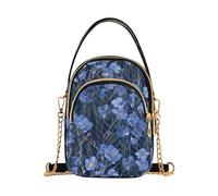 Borsa a tracolla a tracolla con fiori vintage blu alla moda con multi tasche borsa a mano per le mamme