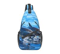 Borsa a tracolla a tracolla con stampa di delfini divertenti animali dell'oceano, borsa a tracolla casual, zaino da viaggio leggero per uomini e donne per adulti e adolescenti