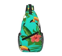 Borsa a tracolla a tracolla con uccelli tropicali e foglie vegetali borsa a tracolla tracolla marsupio marsupio uomo donna