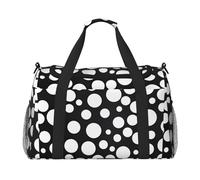 Borsa a tracolla a tracolla leggera e impermeabile di grande capacità, a pois, colore bianco e nero, borsa da viaggio per oggetti personali, Nero , Taglia unica