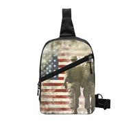 Borsa a tracolla a tracolla per uomo e donna, con stampa a righe bianche e nere, pieghevole, per attività all'aperto, Noi soldati militari Patriottica Memorial Day, One Size, Zaino casual