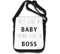 Borsa a tracolla "Act Like A Baby Think Like A Boss" bianca