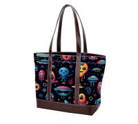 Borsa a tracolla Alien-144 verde del fumetto per le donne grandi borse in pelle lavata morbida e borse durevoli, Multicolore 03, 33.8x12x31cm/13.3x4.7x12.2 in