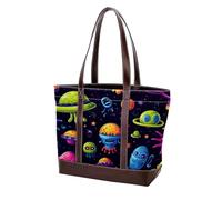 Borsa a tracolla Alien-144 verde del fumetto per le donne grandi borse in pelle lavata morbida e borse durevoli, Multicolore 08, 33.8x12x31cm/13.3x4.7x12.2 in