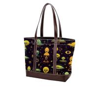 Borsa a tracolla Alien-210 verde del fumetto per le donne grandi borse in pelle lavata morbida e borse durevoli, Multicolore 03, 33.8x12x31cm/13.3x4.7x12.2 in