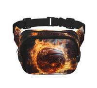 Borsa a tracolla alla moda alla moda con motivo a pallacanestro sul fuoco e acqua e fiamma, unisex borsa messenger sport da viaggio