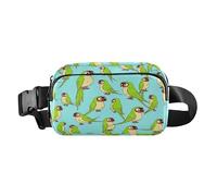 Borsa a tracolla alla moda antifurto per donne d'affari Green Birb divertente pappagallo carino uccello borsa con tracolla regolabile grande capacità per viaggi, corsa, escursionismo