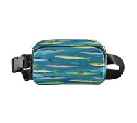 Borsa a tracolla alla moda antifurto per piccoli uomini d'affari Ocean Fish Vibrante blu verde Crossbody borsa a tracolla con tracolla regolabile piccola per viaggi, corsa, escursionismo