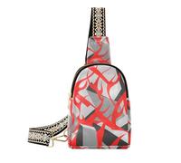 Borsa a tracolla alla moda astratta di arte rossa del fuoco grigio di modo piccola borsa a tracolla per l'escursionismo