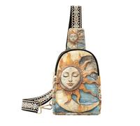Borsa a tracolla alla moda Boho Vintage Moon Sun borsa a tracolla multiuso zaino borsa a tracolla per il giorno pack, boho Vintage luna sole, 1 size