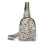 Borsa a tracolla alla moda Cheetah Turquosie piccola borsa a tracolla carina grande marsupio per il giorno pack