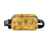 Borsa a tracolla alla moda con cactus verde in stile cartone animato, per uomini e donne, piccola borsa a croose con tracolla regolabile per lo shopping, lo sport, il lavoro