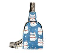 Borsa a tracolla alla moda con disegno di gatto infantile blu cielo impermeabile per le donne borsa a tracolla per escursioni