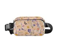 Borsa a tracolla alla moda con fiori autunnali e garofano, rosmarino, oro rosa, per donne, uomini, adolescenti, multiuso, Fiori Lavanda Viola Del Pensiero Farfalle Api Pesca, 1 size