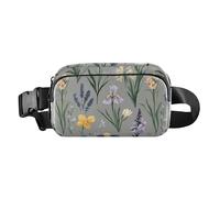 Borsa a tracolla alla moda con fiori autunnali e garofano, rosmarino, oro rosa, per donne, uomini, adolescenti, multiuso, Fiori Lavanda Iris Fiore Grigio, 1 size