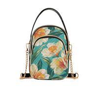 Borsa a tracolla alla moda con fiori giallo narciso verde acqua con multi tasche borsa a mano per la festa della mamma