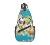 Borsa a tracolla alla moda con gallo, cinghie regolabili diagonalmente, ad alta capacità, per sport, viaggi, lavoro, uso quotidiano, Nero , Taglia unica