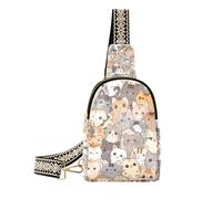 Borsa a tracolla alla moda con gattino del fumetto carino alla moda sopra la borsa a tracolla per il viaggio, Gattino simpatico cartone animato, 1 size