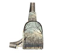 Borsa a tracolla alla moda con illustrazione di alberi nudi da donna, borsa a tracolla per giorno pack, alberi nudi illustrazione arte, 1 taglia, Arte illustrazione di alberi nudi, 1 size