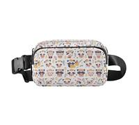Borsa a tracolla alla moda con illustrazione di ciliegie, per donne, uomini, adolescenti, viaggi, shopping, corsa, Carino Raccoon Wildlife Natale, 1 Size