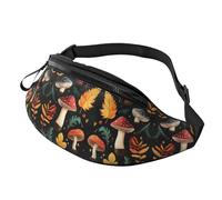 Borsa a tracolla alla moda con motivo a funghi e foglie, unisex, marsupio regolabile per i genitori, borsa da afferrare rapidamente per gli elementi essenziali del bambino durante le uscite 14 x 35 cm