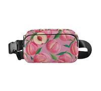Borsa a tracolla alla moda con pittura ad olio rosa pesca per donne e uomini, piccola borsa a tracolla con tracolla regolabile per ciclismo, escursionismo, palestra