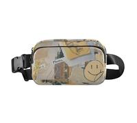 Borsa a tracolla alla moda con poster vintage per uomo e donna, borsa a tracolla multiuso con tracolla regolabile per viaggi, vacanze, corsa, Poster Collage Vintage, Taglia unica