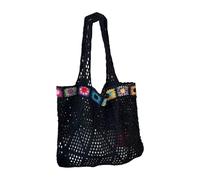 Borsa a tracolla alla moda con scava fuori Crochet Knit Design borse da spiaggia grande borsa per la moda donna borsa da spiaggia, Nero , One Size
