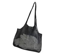 Borsa a tracolla alla moda con scava fuori Crochet Knit Design borse da spiaggia grande borsa per le donne di moda borsa a maglia traspirante, Nero , One Size